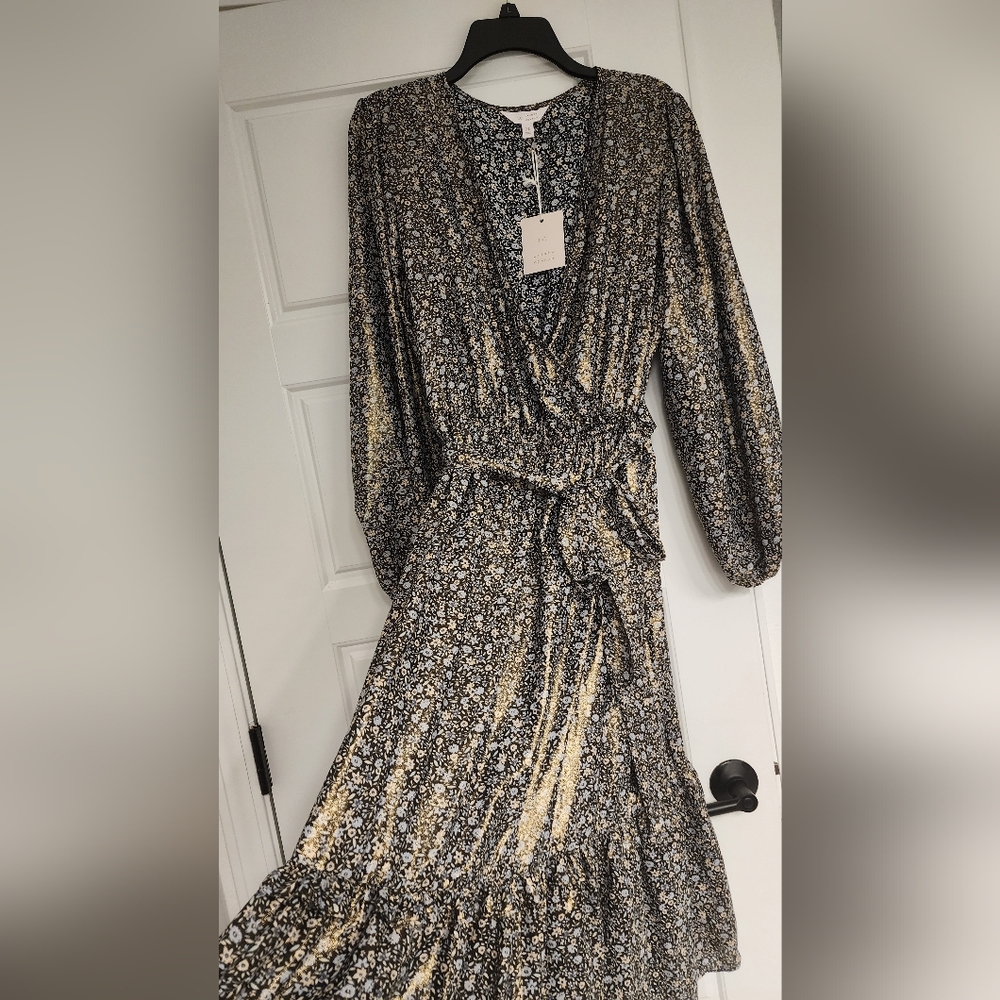 LC Lauren Conrad Silver and Black Long Sleeve Sundress